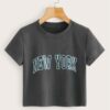 Letter Print Round Neck Short T-Shirt - Image 3