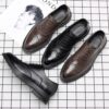 Autumn Bullock Men's Shoes British Trendy Shoes Casual Business Dress Shoes Mens Pointed Black Small Leather Shoes - Image 4