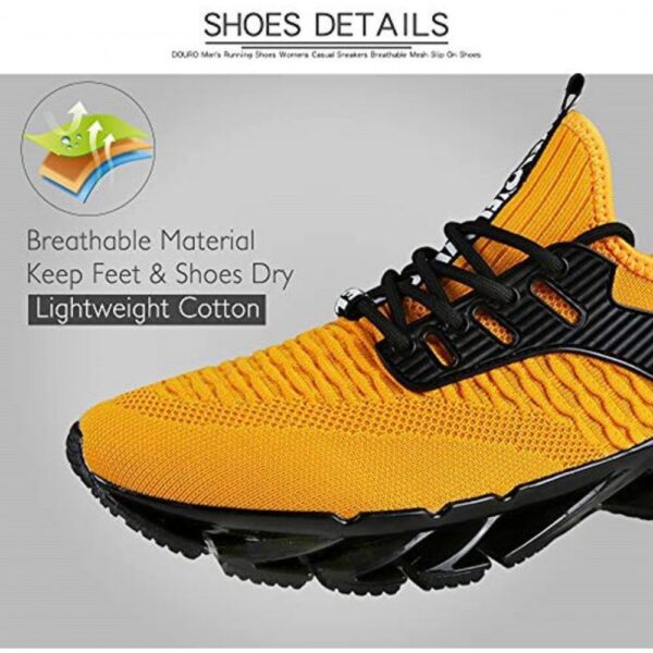 Mens Athletic Running Shoes Mesh Lightweight Sneakers Breathable Casual Tennis Sport Shoes for Workout Walking Yellow - Image 2