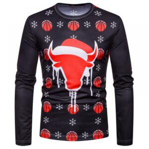 New 3D Personality Printing Fashion Men's Christmas Pattern Long-Sleeved T-Shirt