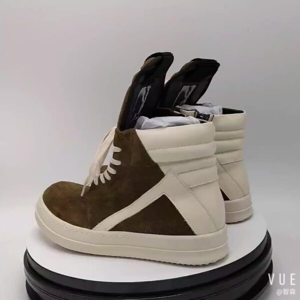 Men's Genuine Leather Lace-Up Cow Suede Round Toe High Top Sneakers - Image 3