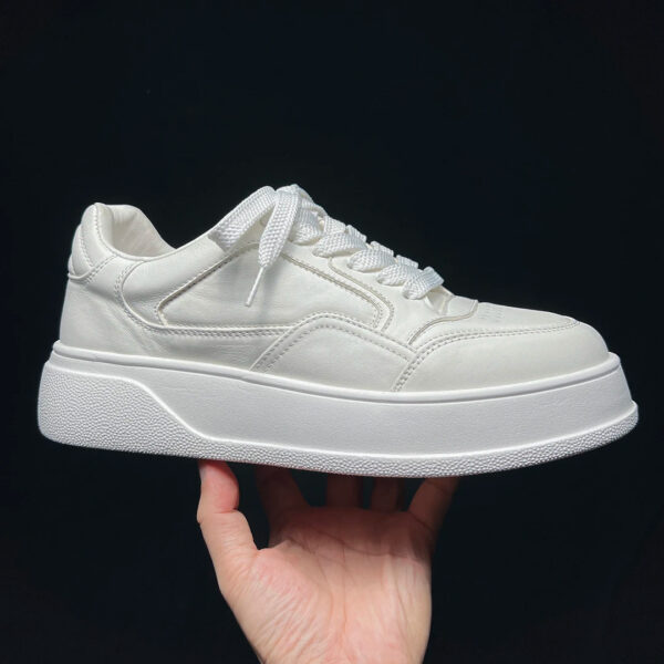 White Soft Sole Breathable Versatile Genuine Leather Men's Casual Shoes - Image 4
