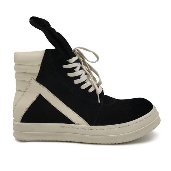 Men's Genuine Leather Lace-Up Cow Suede Round Toe High Top Sneakers - Image 2