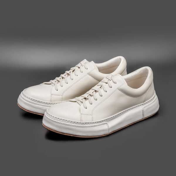 White High-End Horse Leather White Sports Casual Sneakers Breathable Men's Shoes