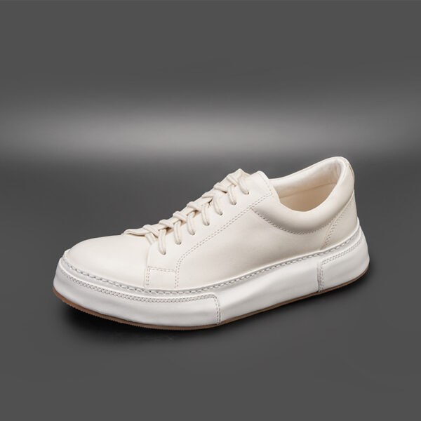 White High-End Horse Leather White Sports Casual Sneakers Breathable Men's Shoes - Image 2