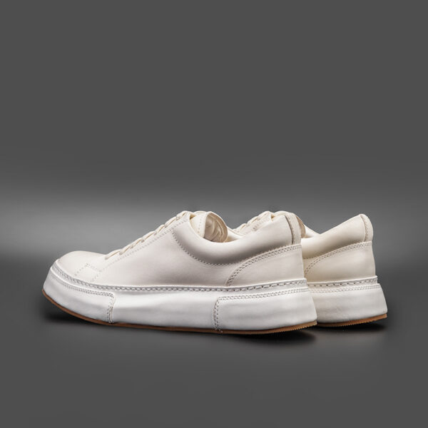 White High-End Horse Leather White Sports Casual Sneakers Breathable Men's Shoes - Image 3