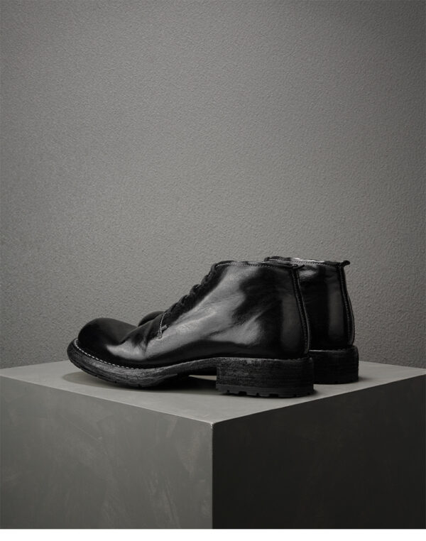 Washed Horse Leather Martin Boots Handmade Men's High Top Leather Shoes - Image 3