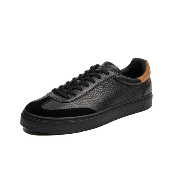 Genuine Leather Flat Casual Black Sneakers Breathable Lightweight Shoes For Men - Image 5