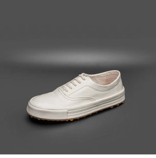 White Summer Thin Flat Casual Sneakers Washed Horse Leather Breathable Men's Shoes