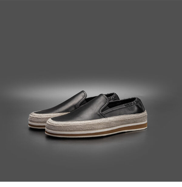 Lazy Slip-On Men's Black Loafers Summer Shallow Breathable Lightweight Fisherman Shoes
