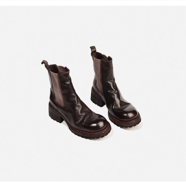 Fashion High-Grade Washed Horse Leather Women's Boots Thick Sole High-Calf Boots - Image 2