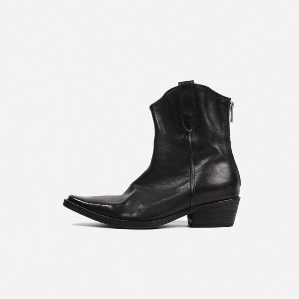 Women's High-Grade Horse Leather Pointed Toe Thick Heel Skinny Boots Retro Western Cowboy Boots - Image 2