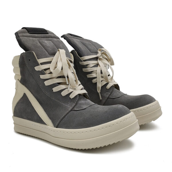 Men's Genuine Leather Lace-Up Cow Suede Round Toe High Top Sneakers