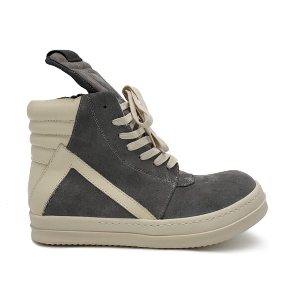Men's Genuine Leather Lace-Up Cow Suede Round Toe High Top Sneakers - Image 2