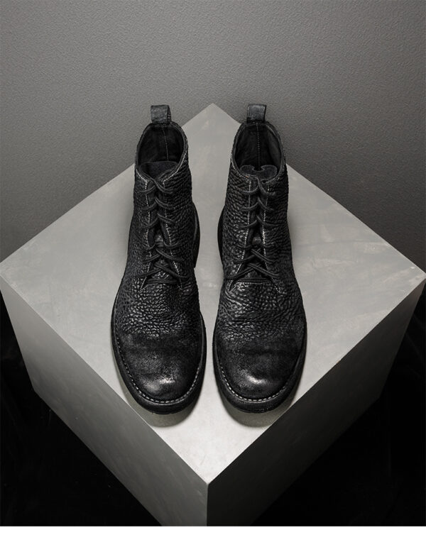 Black Corduroy Leather High Top Men's Boots Vintage Martin Boots - Image 3
