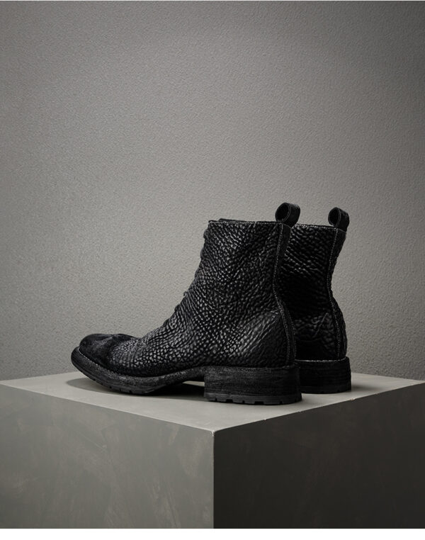 Black Corduroy Leather High Top Men's Boots Vintage Martin Boots - Image 4