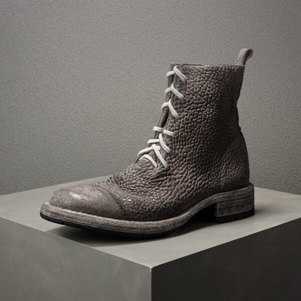 Gray Corduroy Leather High Top Men's Boots Vintage Martin Boots - Image 2