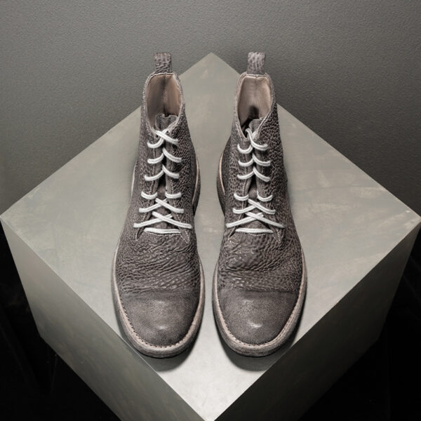 Gray Corduroy Leather High Top Men's Boots Vintage Martin Boots - Image 4