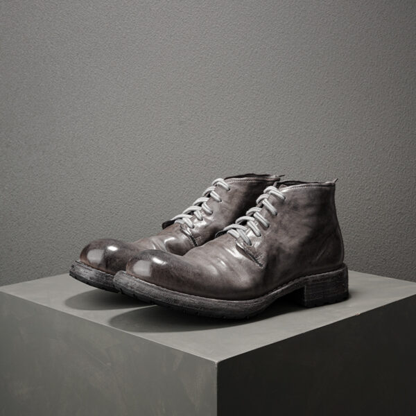 Men's High Top Leather Shoes Washed Horse Leather Martin Boots Handmade