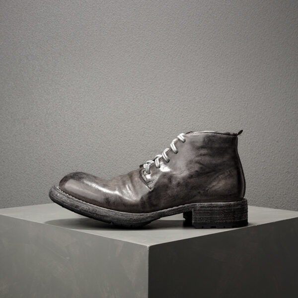 Men's High Top Leather Shoes Washed Horse Leather Martin Boots Handmade - Image 3