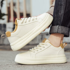 Women's White Leather Shoes Thick-soled Sports Shoes Lightweight Casual Shoes