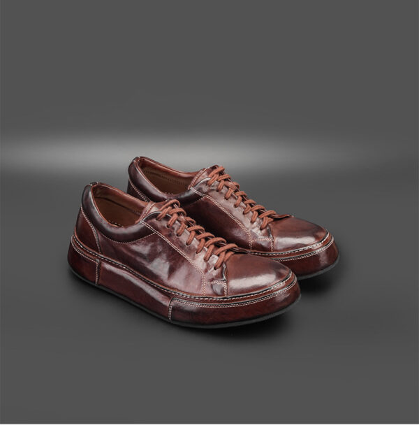 Brown High-End Horse Leather White Sports Casual Sneakers Breathable Men's Shoes