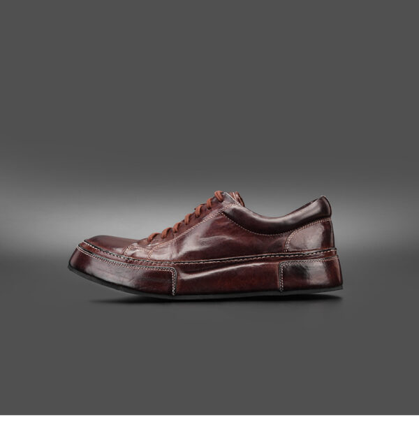 Brown High-End Horse Leather White Sports Casual Sneakers Breathable Men's Shoes - Image 3