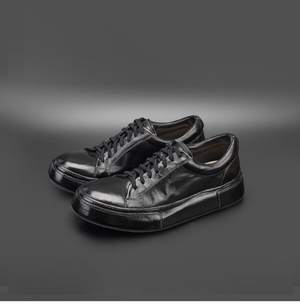 Black High-End Horse Leather White Sports Casual Sneakers Breathable Men's Shoes