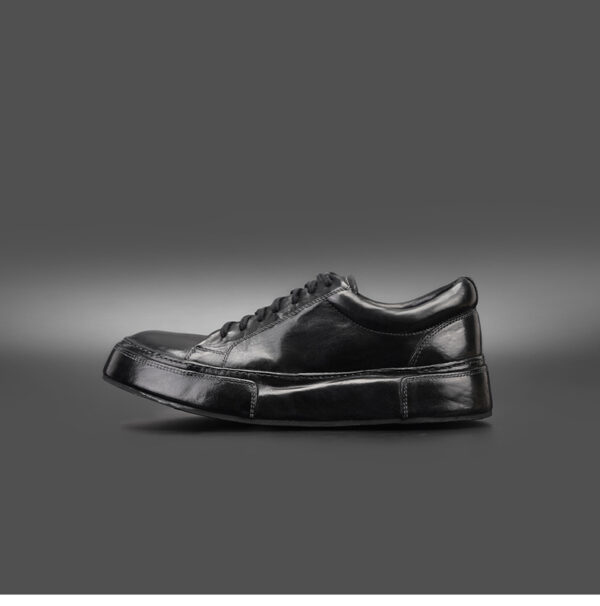Black High-End Horse Leather White Sports Casual Sneakers Breathable Men's Shoes - Image 3