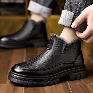 Women's Winter Shoes Plus Velvet Warm Mid-cut Snow Boots Leather Martin Boots