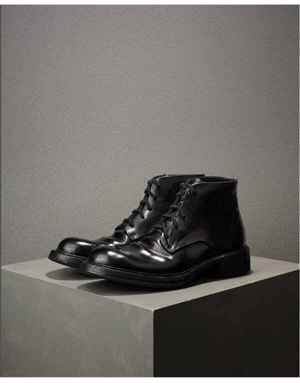 Cordovan Leather High Top Shoes Pure Handmade Men's Boots