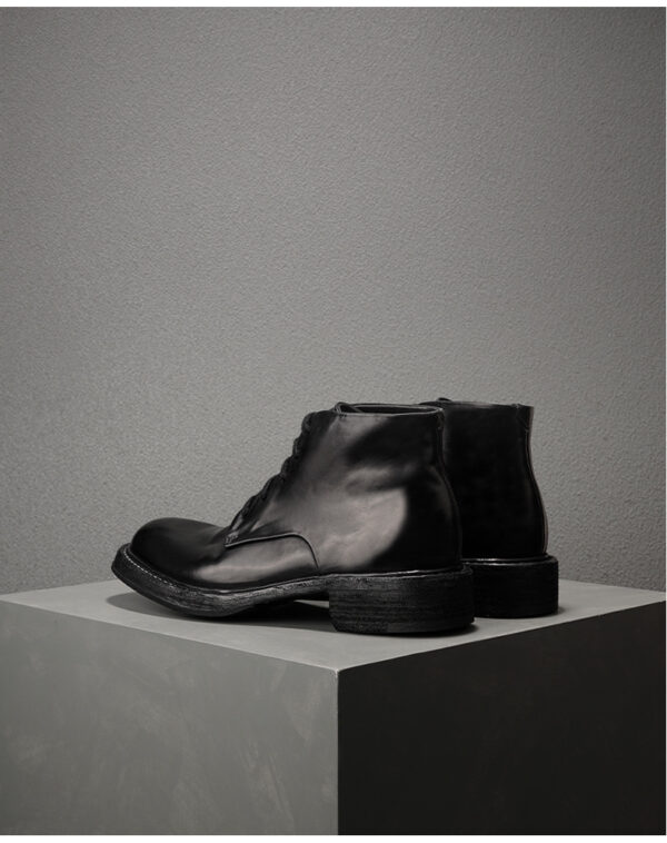 Cordovan Leather High Top Shoes Pure Handmade Men's Boots - Image 3