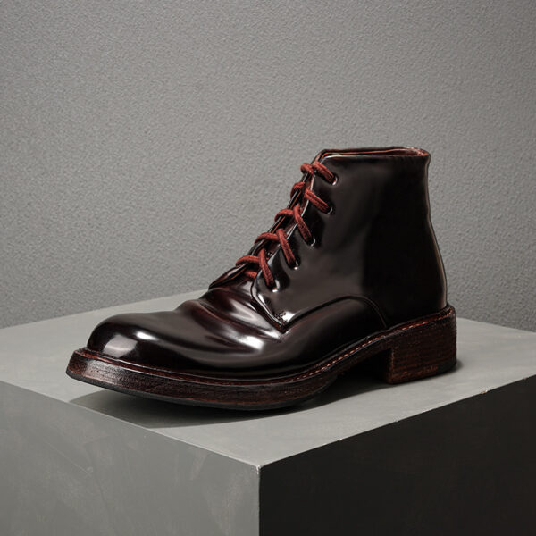 Men's Boots Cordovan Leather High Top Shoes Pure Handmade - Image 3