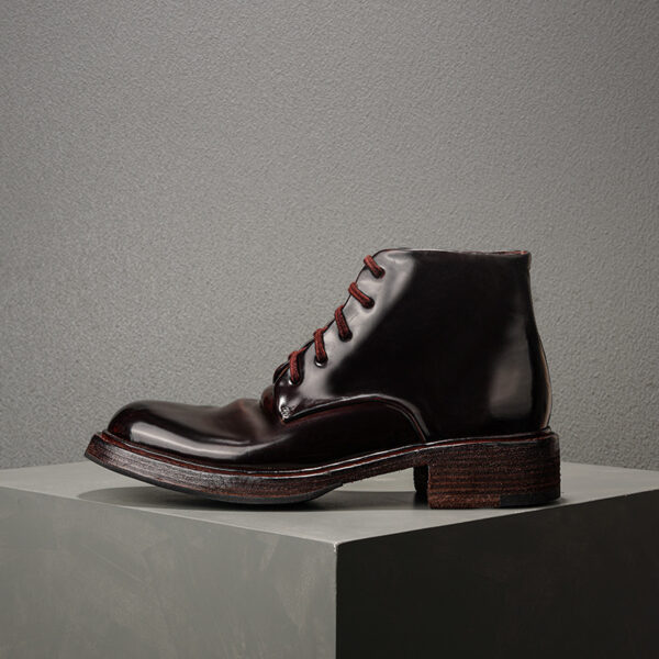 Men's Boots Cordovan Leather High Top Shoes Pure Handmade - Image 4