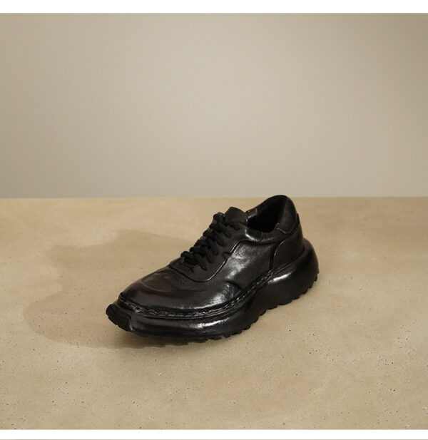 Anti-Slip Leather Shoes Retro Fashion Horse Leather Handmade Dad Shoes - Image 2
