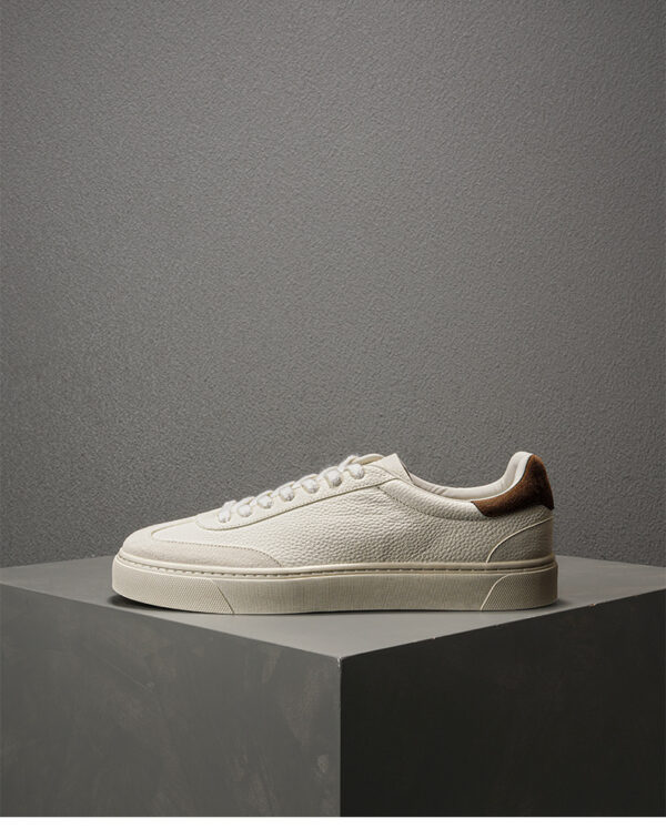Genuine Leather Flat Casual White Sneakers Breathable Lightweight Shoes For Men