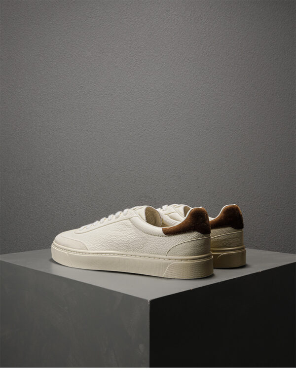 Genuine Leather Flat Casual White Sneakers Breathable Lightweight Shoes For Men - Image 5