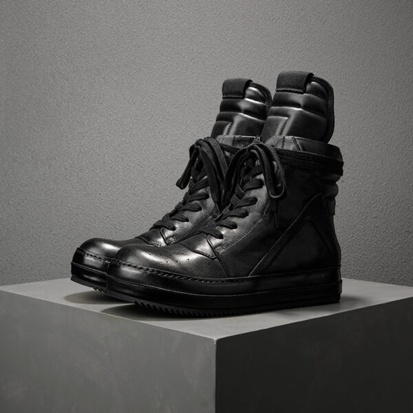 High-end Men's High Top Washed Horse Leather Thick Sole Sports Casual Shoes