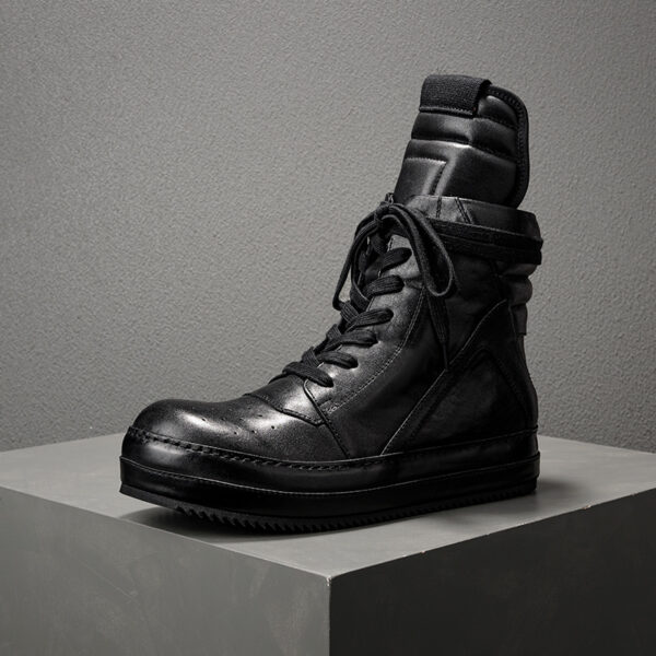 High-end Men's High Top Washed Horse Leather Thick Sole Sports Casual Shoes - Image 2