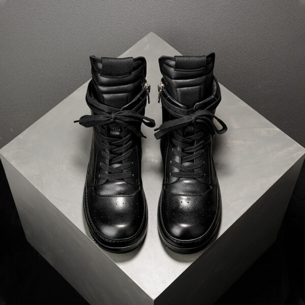 High-end Men's High Top Washed Horse Leather Thick Sole Sports Casual Shoes - Image 4